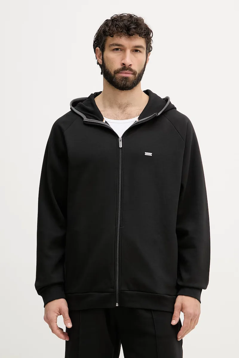 BOSS μπλούζα με κουκούλα και κουμπιά ανδρική Sense Hooded Jacket
