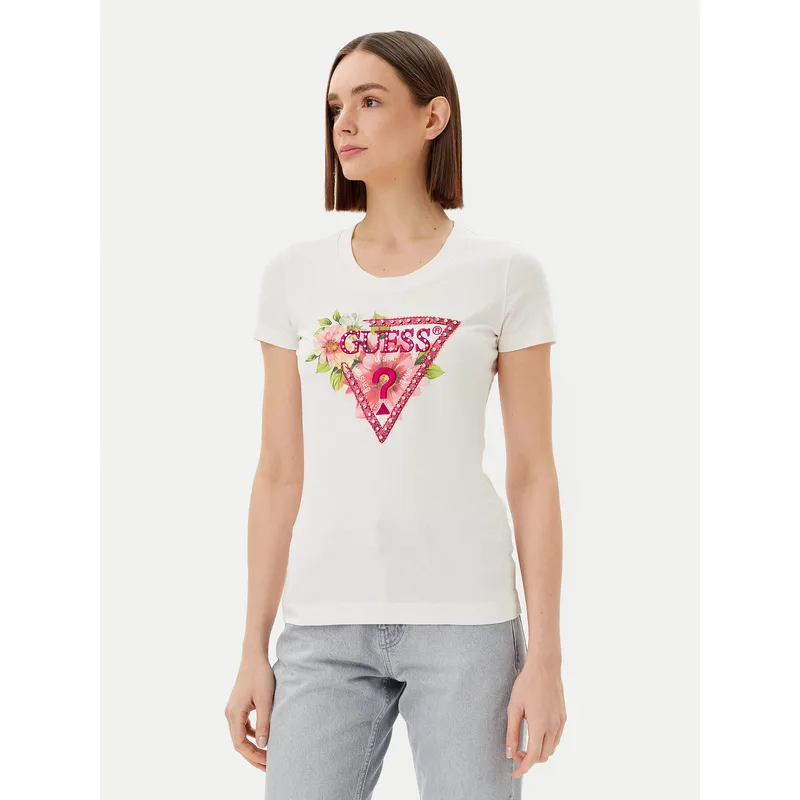 Guess T-Shirt W5GI10 J1314 Λευκό Slim Fit