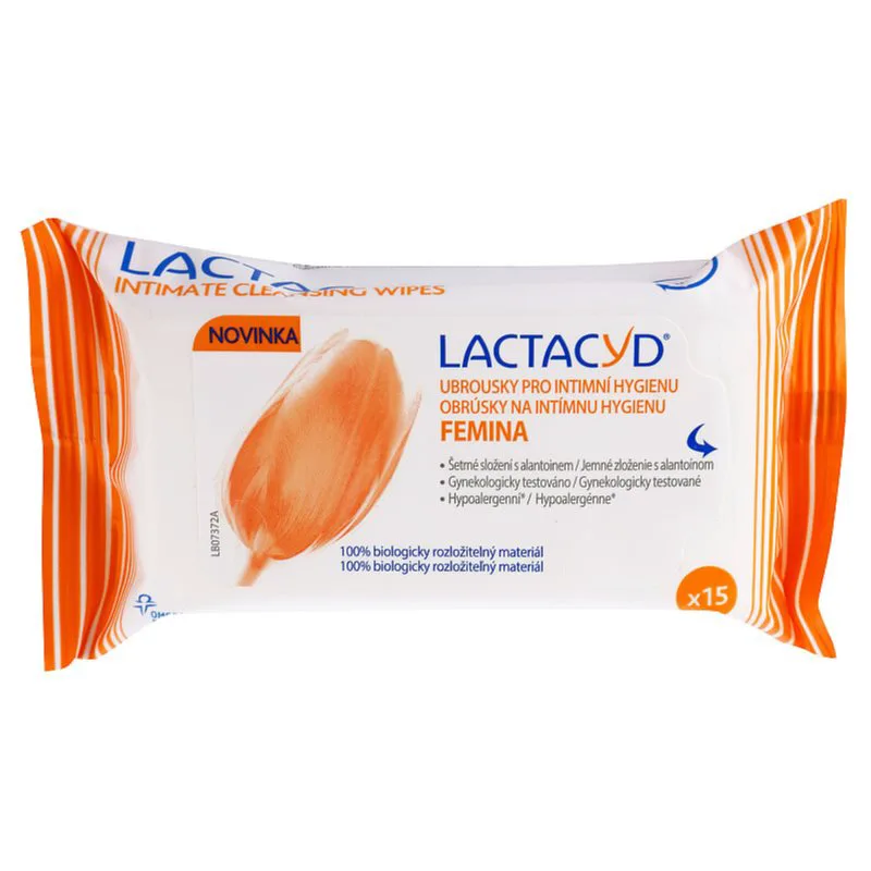 Lactacyd Femina μαντηλάκια για προσωπική υγιεινή 15 τμχ