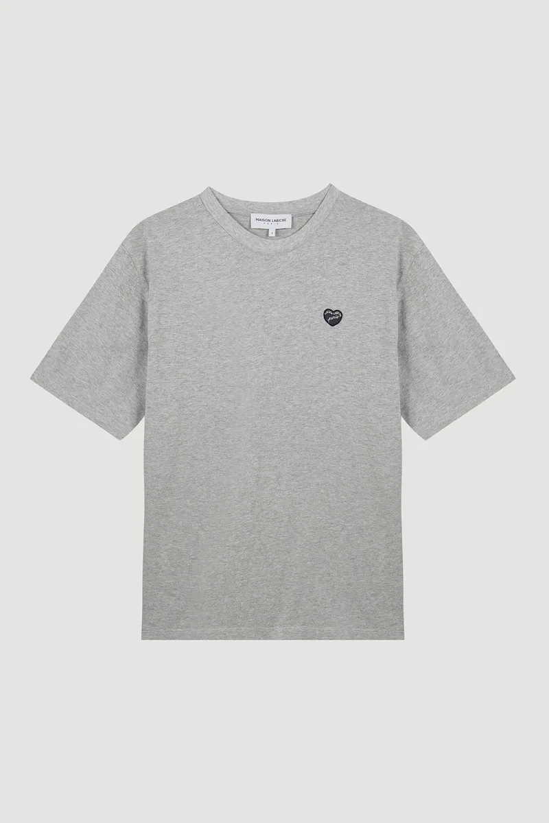 Maison Labiche γυναικείο βαμβακερό T-shirt με κέντημα "Patch Coeur Popincourt" - VWPOPINPATCH Γκρι