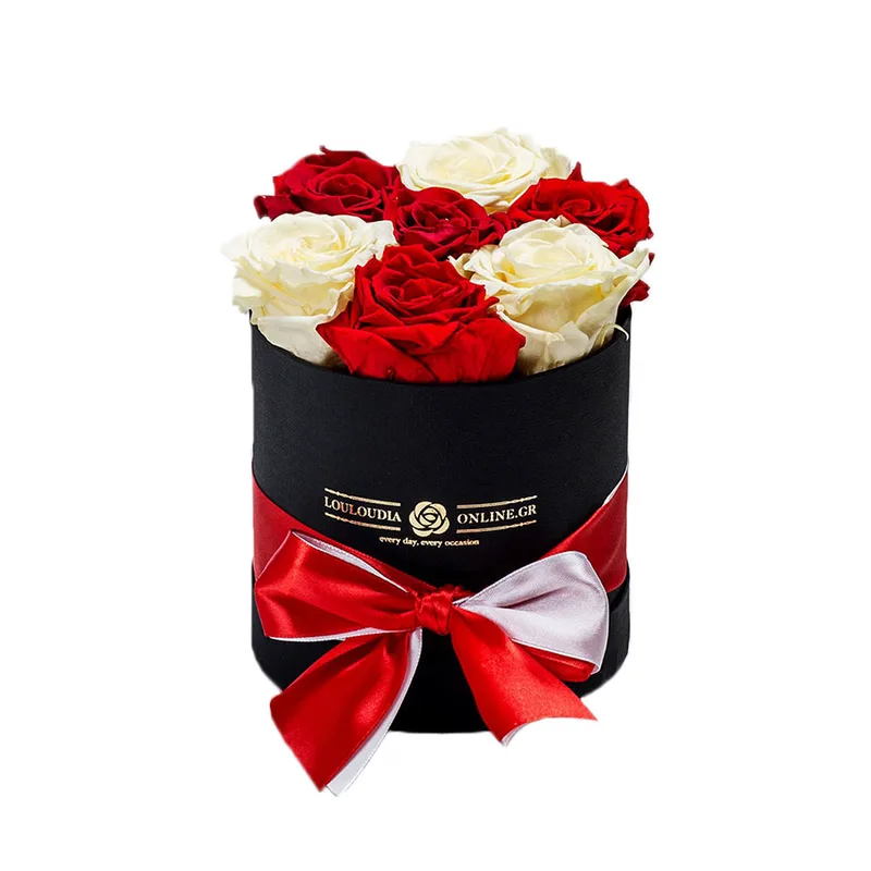 Forever Roses Κόκκινο-Λευκό Premium 12x17cm 7 τριαντάφυλλα