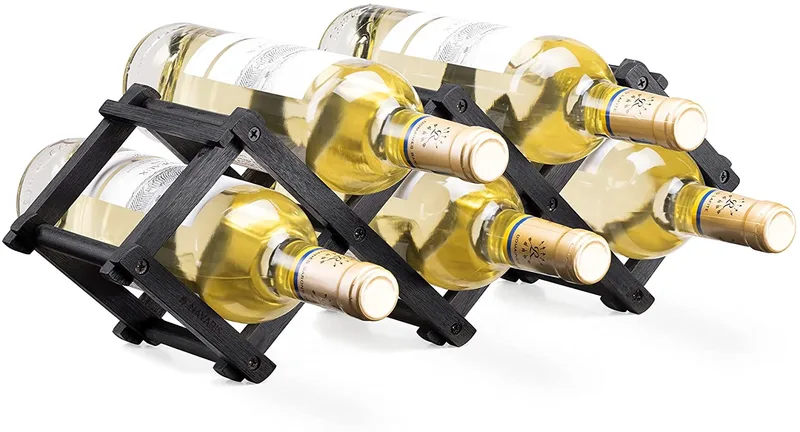 Navaris Bamboo Wine Rack - Ξύλινο Πτυσσόμενο Ράφι Ποτών από Μπαμπού - 5 Θέσεις - Black (51114.01)