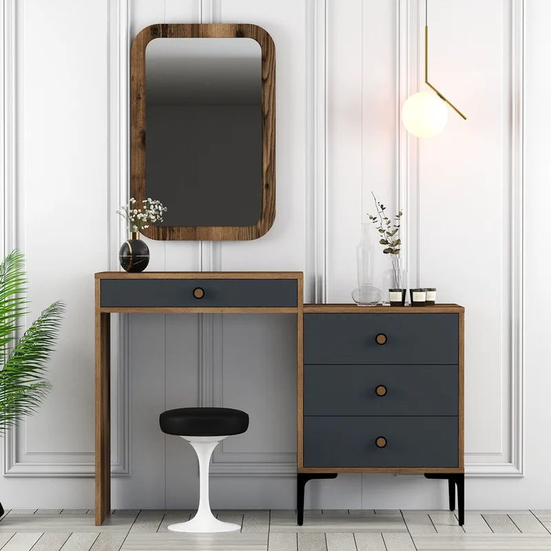 Τουαλέτα Κρεβατοκάμαρας (Μπουντουάρ) Lizbon 543 - Walnut, Anthracite 845Hct1208 (124x84,7x40 cm)