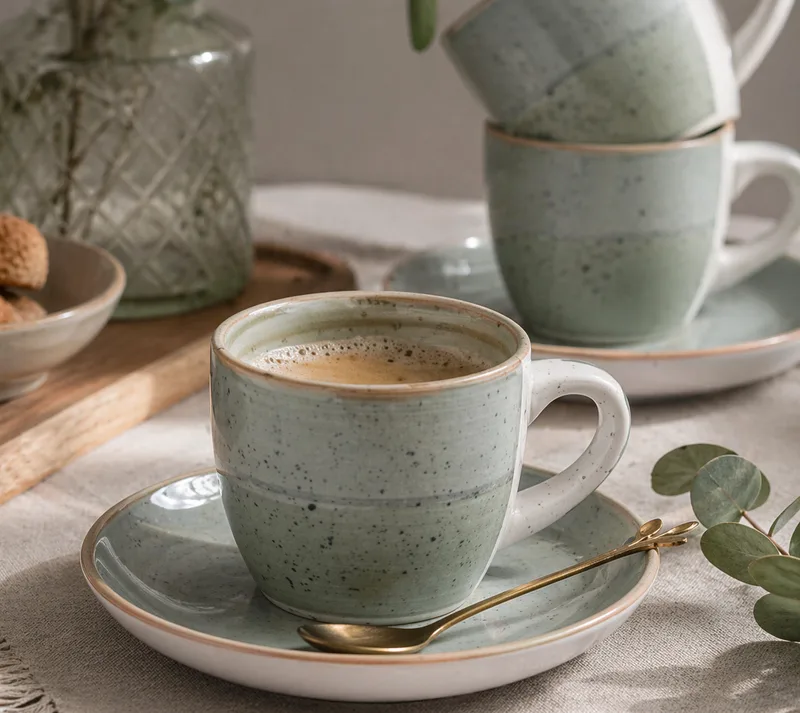 Φλυτζάνια Καφέ Stonware Σετ 6τμχ. Harmonia Menta