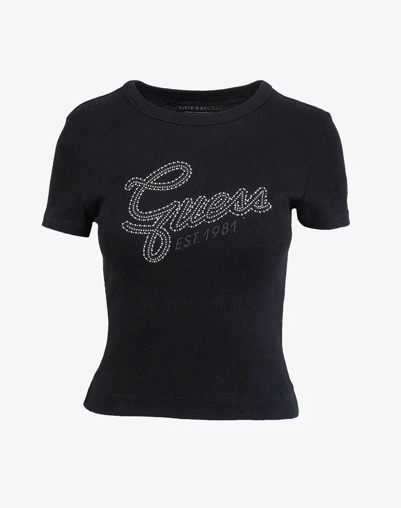 GUESS SS CN GUESS STUDS SCRIPT TEE ΜΠΛΟΥΖΑ ΓΥΝΑΙΚΕΙΟ W6RI22KA0H1-JBLK Black