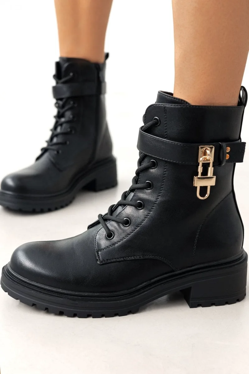 ERYNN Lace-up Combat Boots - RXJ272 - Black