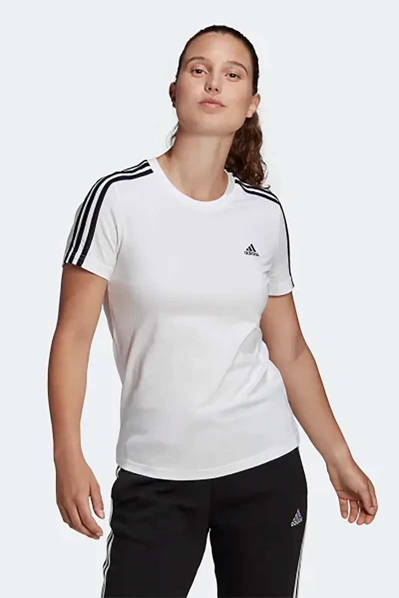Adidas γυναικείο T-shirt με κεντημένο λογότυπο "Εssentials 3 Stripes" - GL0783 Λευκό