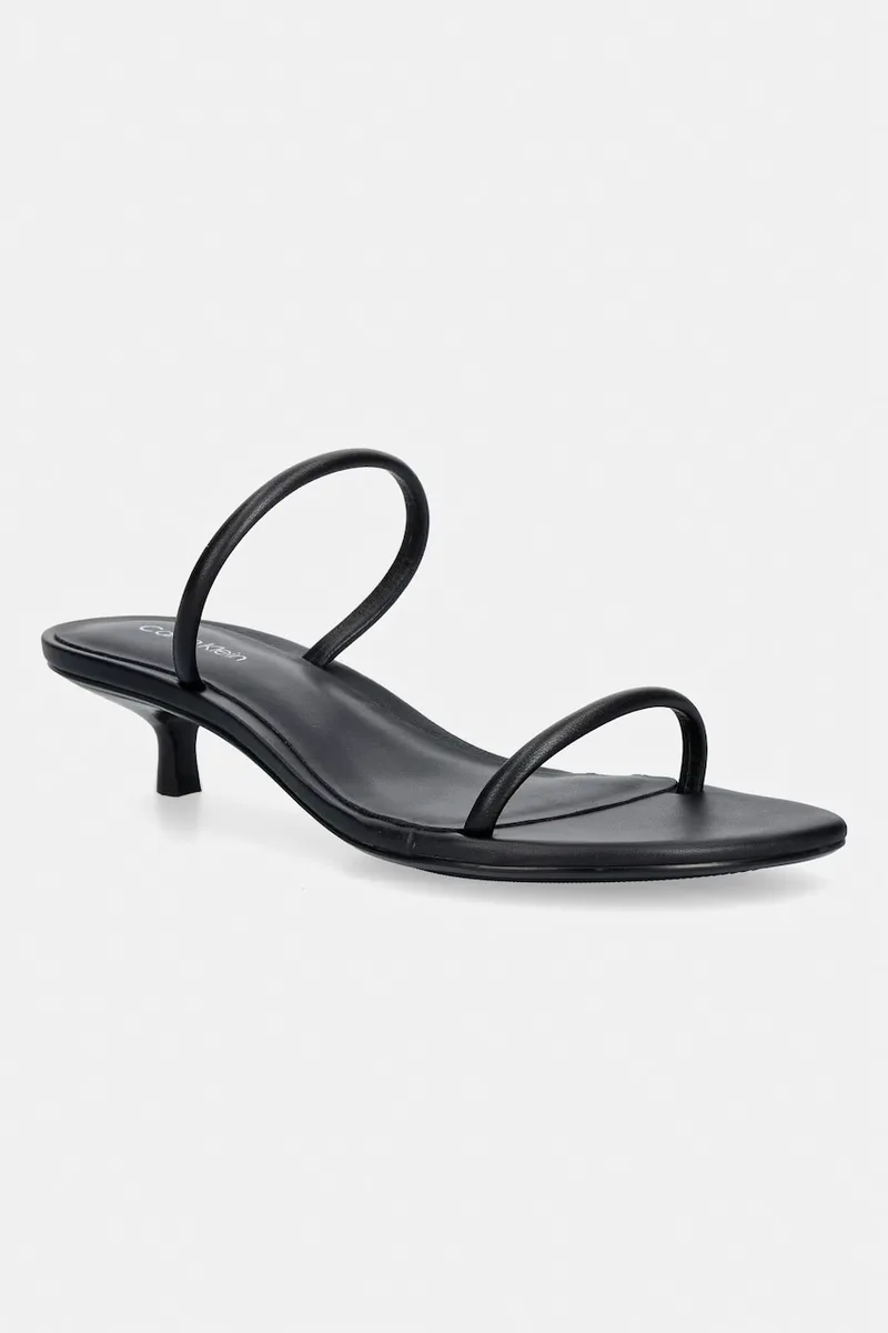 Calvin Klein σανδάλια σε μια καρφίτσα δερμάτινα KITT HEEL SNDL DOUBLE STRAP LTH