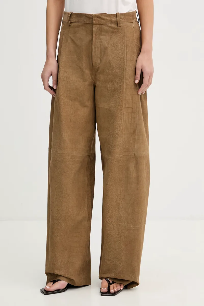 Gestuz παντελόνι wide leg γυναικείο δερμάτινο