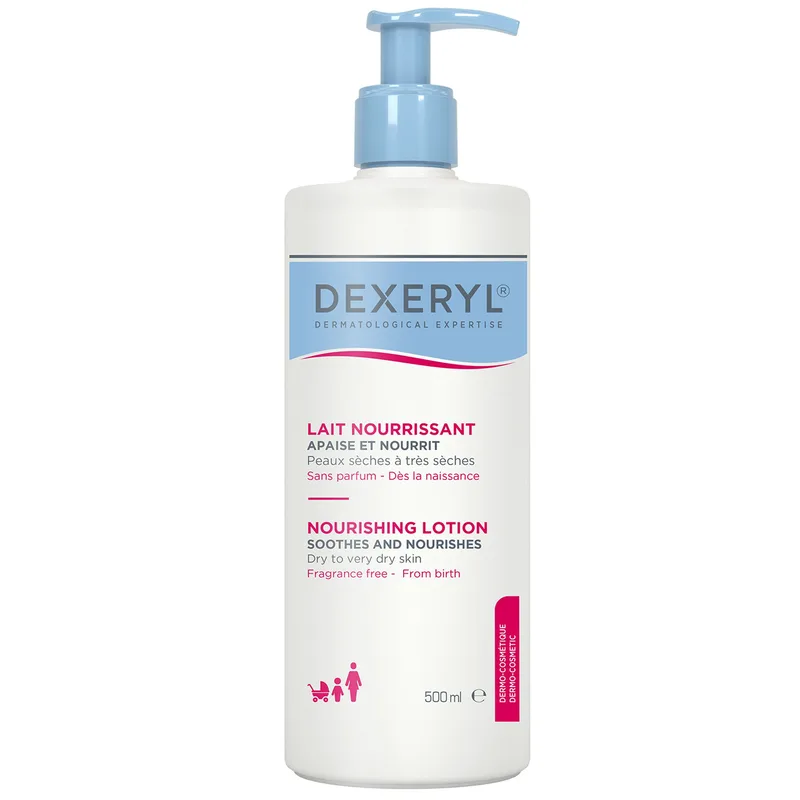 Dexeryl Nourishing Lotion Dry to Very Dry Skin Θρεπτική Λοσιόν Σώματος & Προσώπου για Ξηρό έως Πολύ Ξηρό Δέρμα Χωρίς Άρωμα με Αντλία 500ml