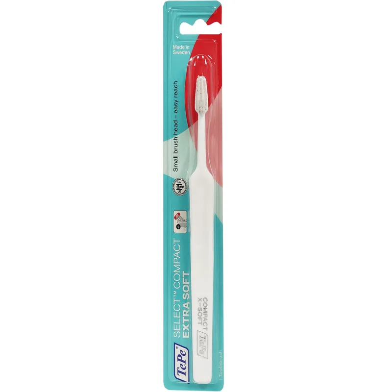 TePe Select Compact Extra Soft Toothbrush Πολύ Μαλακή Οδοντόβουρτσα για Αποτελεσματικό Καθαρισμό & Προστασία των Ούλων 1 Τεμάχιο - Άσπρο