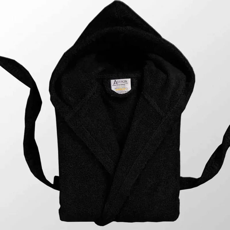 Μπουρνούζι Με Κουκούλα Black - Medium - Astron Italy