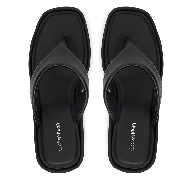 Σαγιονάρες Calvin Klein Wedge 70 Sndl Thong Lth HW0HW02880 Μαύρο