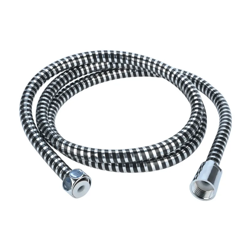 Σπιράλ Ντους Pvc Ασημί-Μαύρο 150x1,3x1,3εκ. Estia 02-23829 (Υλικό: PVC, Χρώμα: Μαύρο) - estia - 02-23829