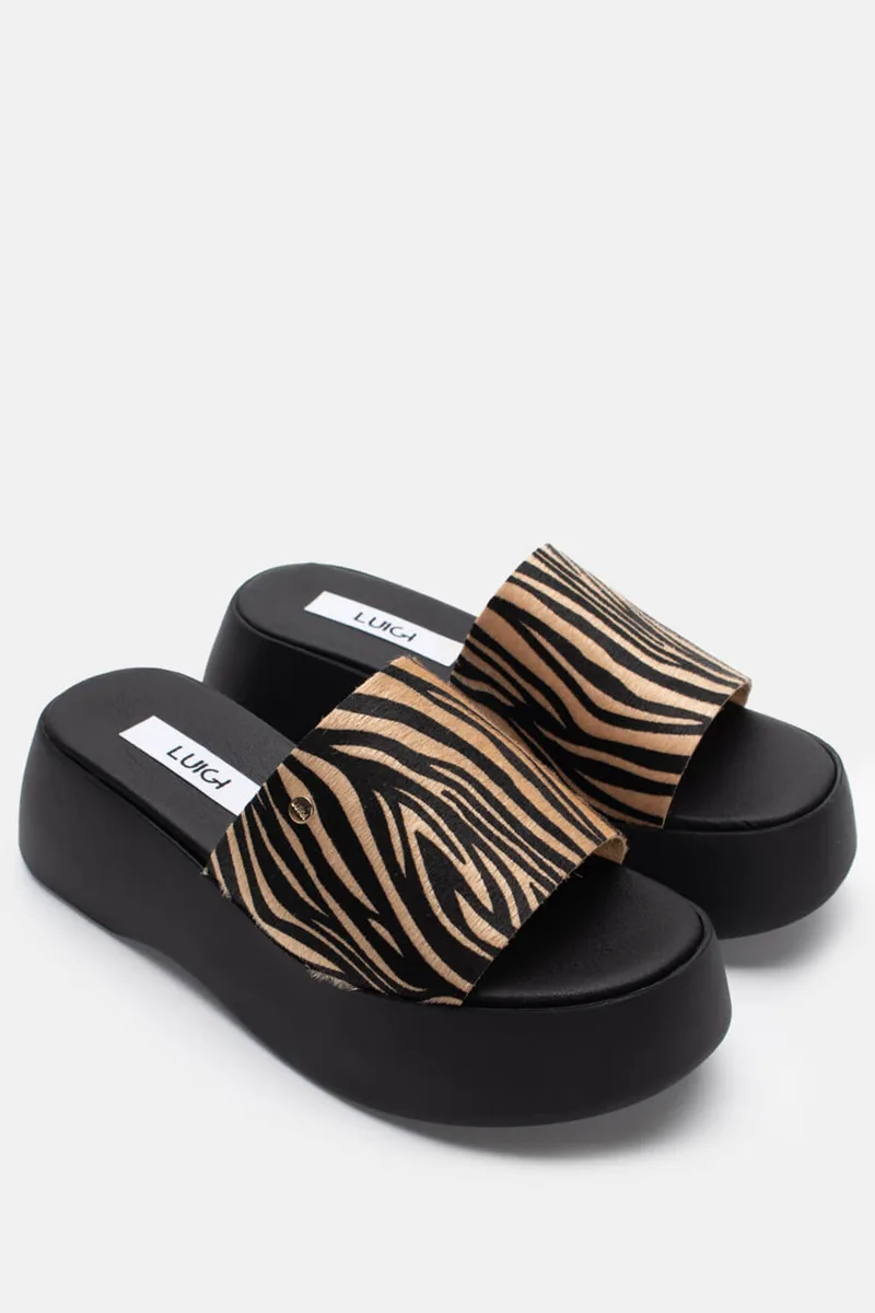 LUIGI DESIGN - Πλατφόρμες με Φαρδιά Φάσα - Zebra-Μπέζ