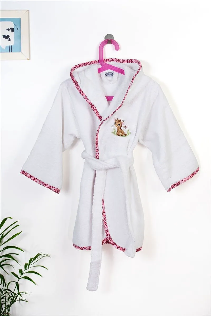 Μπουρνούζι Με Κέντημα Dimcol Giraffe 172 Size: 04 White-Ροζ