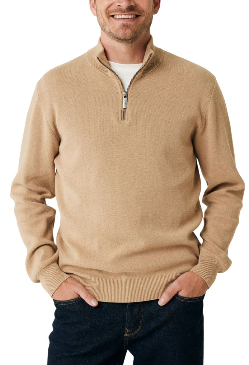 Μπλούζα Μακρυμάνικη Mexx Half Zip Knit Pullover MF006609243M-DARK SAND Ανδρικό