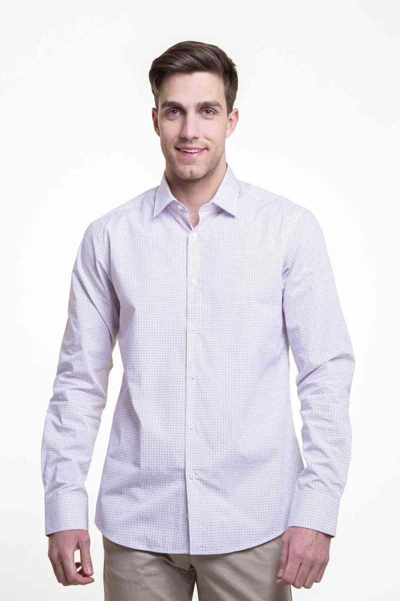 The Bostonians ανδρικό πουκάμισο με μικροσχέδιο Slim Fit - ACP2196 Λιλά