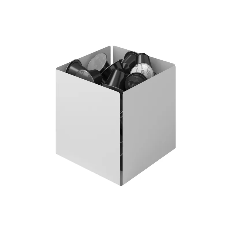 Θήκη Για Κάψουλες Του Καφέ Ανοξείδωτη Matt White 13x13x13εκ. Pam & Co 116-033 (Υλικό: Ανοξείδωτο, Χρώμα: Λευκό) - Pam & Co - 116-033