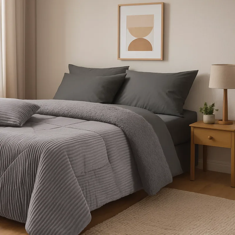 Κουβερτοπάπλωμα Υπέρδιπλο με Γούνα Sherpa Das Home 1365 Grey 220x240