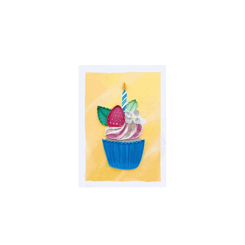 Ευχετήρια Ανάγλυφη Κάρτα Filigrana Origamo Mini 10x7.8cm Blue Cupcake MN002