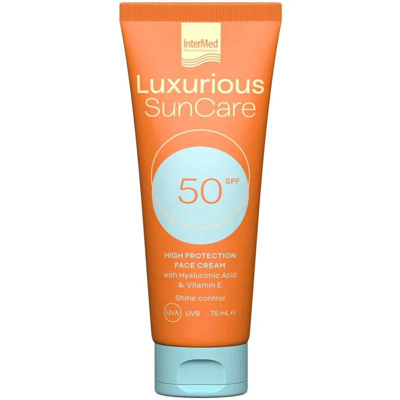 Luxurious Sun Care High Protection Face Cream Spf50 Αντηλιακή Κρέμα Προσώπου Πολύ Υψηλής Προστασίας με Μεταξένια Υφή για Ματ Αποτέλεσμα 75ml