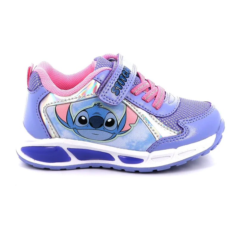 Παιδικό Αθλητικό Παπούτσι για Κορίτσι Disney Stitch με Φωτάκια Χρώματος Μωβ LS001195