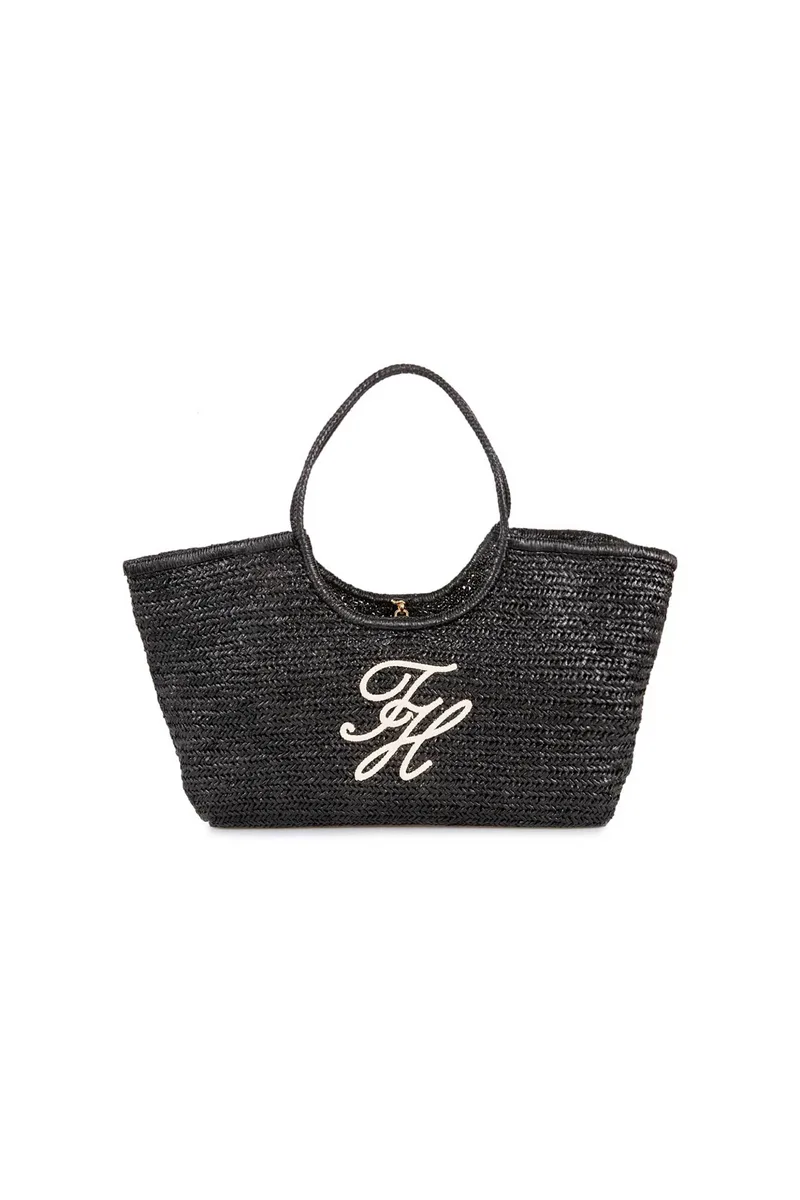 Tommy Hilfiger γυναικεία τσάντα tote με ανάγλυφο monogram "TH Elev" - AW0AW18633 Μαύρο