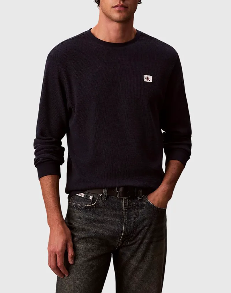 CALVIN KLEIN JEANS LS WAFFLE BADGE CREWNK TEE LV040EM217-CEF DarkBlue