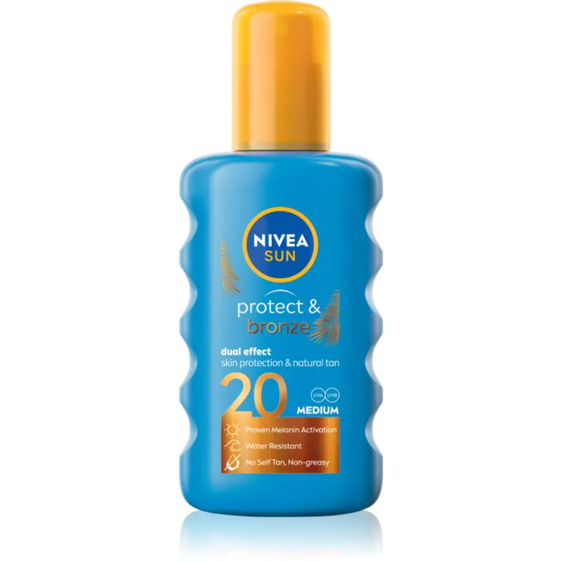 NIVEA SUN Protect & Bronze εντατικό αντηλιακό σπρέι SPF 20 200 ml