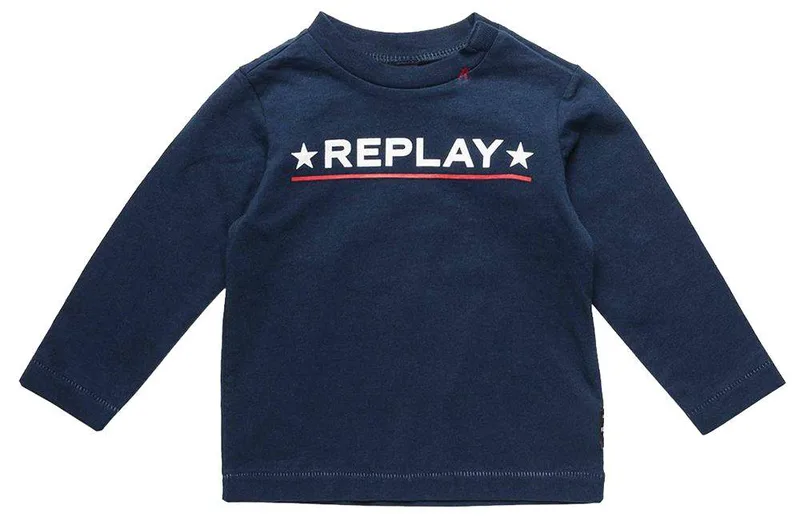 T-SHIRT REPLAY PB7054.068.2660-576 ΣΚΟΥΡΟ ΜΠΛΕ (74 ΕΚ.)-(9-12ΜΗΝΩΝ)