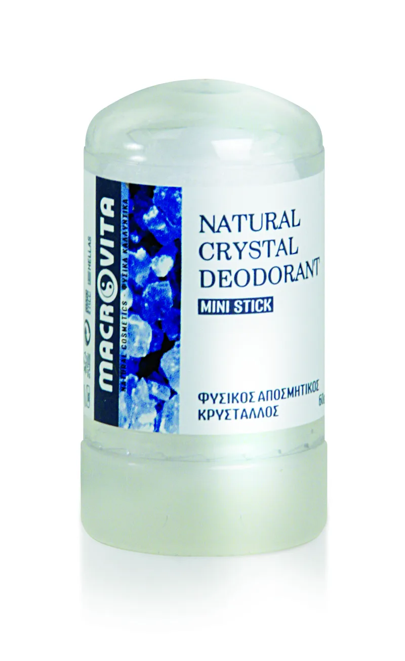 Macrovita Natural Crystal Deodorant Mini Stick Φυσικός Αποσμητικός Κρύσταλλος Χωρίς Άρωμα 60gr