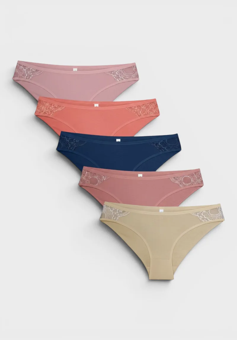 Γυναικείο Slip Bikini Cotton Elegant Lace Sexen Βαμβακερό σε Οικονομική Συσκευασία 5 Τεμαχίων SXN6004-1-Πολύχρωμο