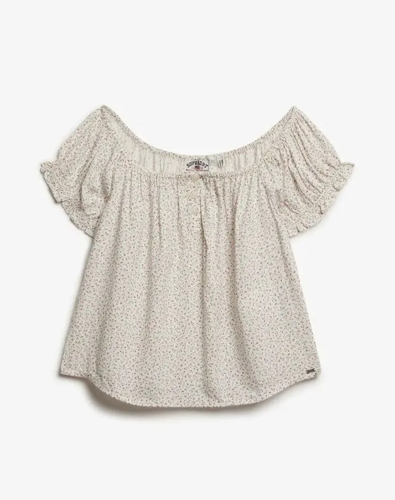 SUPERDRY D3 OVIN SS 1/2 BUTTON WOVEN TOP ΜΠΛΟΥΖΑ ΓΥΝΑΙΚΕΙΟ W6012219A-L1D OffWhite