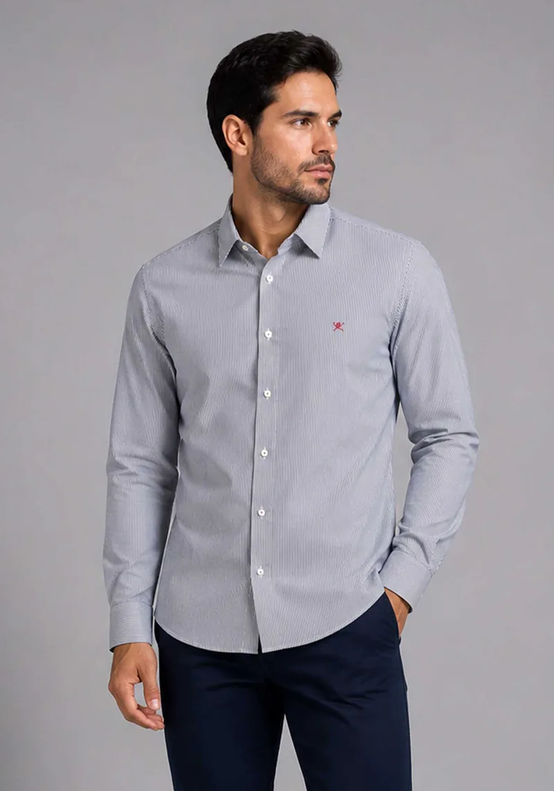 Hackett Stripe Πουκάμισο Kensington - HM303281 5AR Blue White