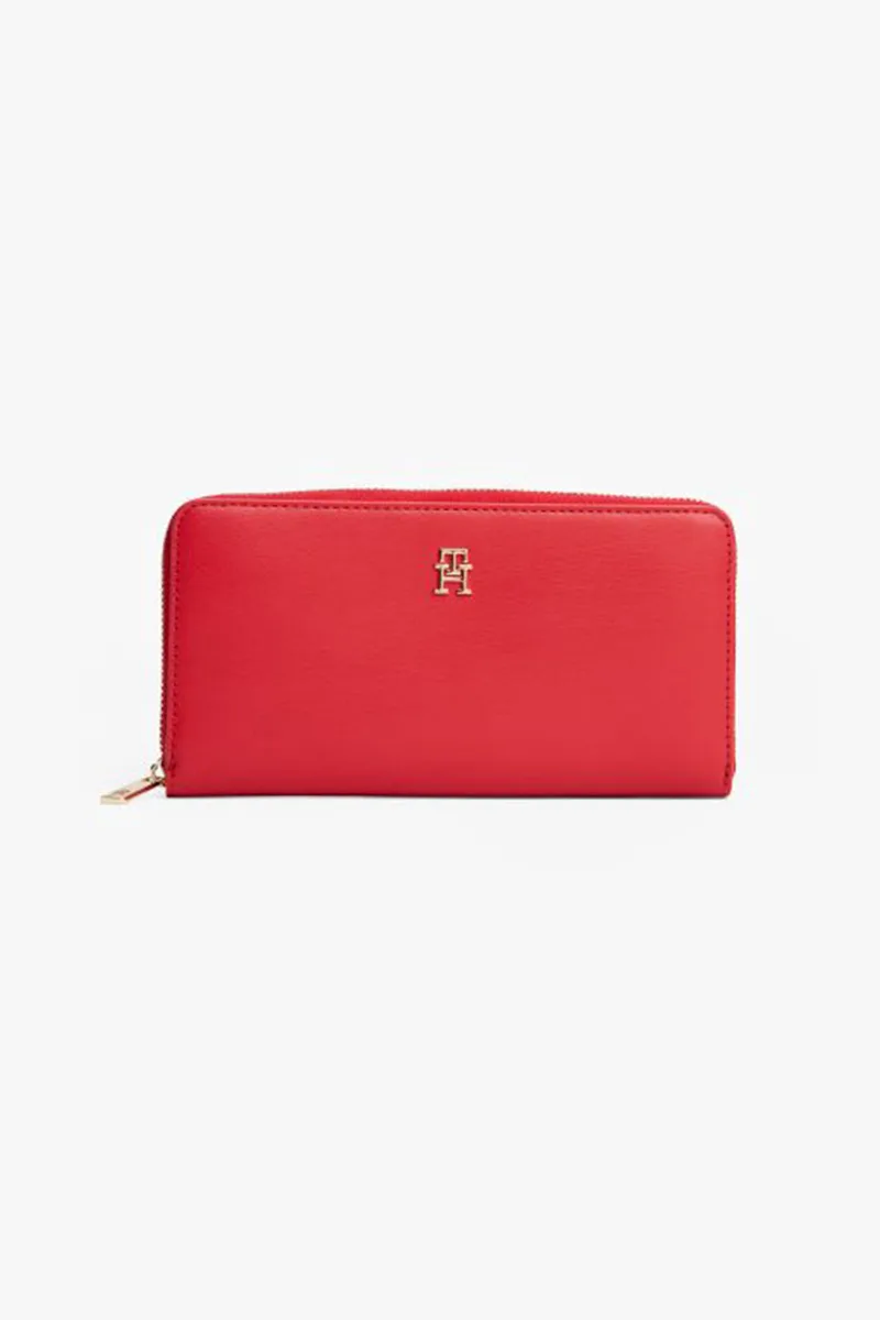 Tommy Hilfiger γυναικείο πορτοφόλι με μεταλλικό μονόγραμμα - AW0AW17744 Κόκκινο