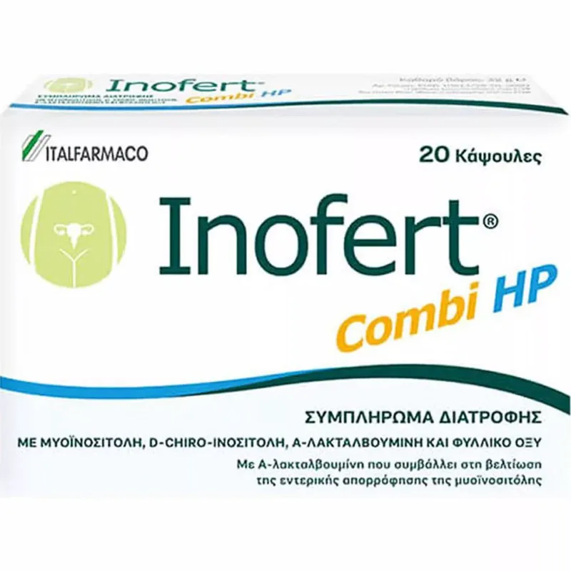 Italfarmaco Inofert Combi HP Συμπλήρωμα Διατροφής για την Αντιμετώπιση των Συμπτωμάτων του Συνδρόμου Πολυκυστικών Ωοθηκών σε Υπέρβαρες Γυναίκες με ΔΜΣ> 25 20caps