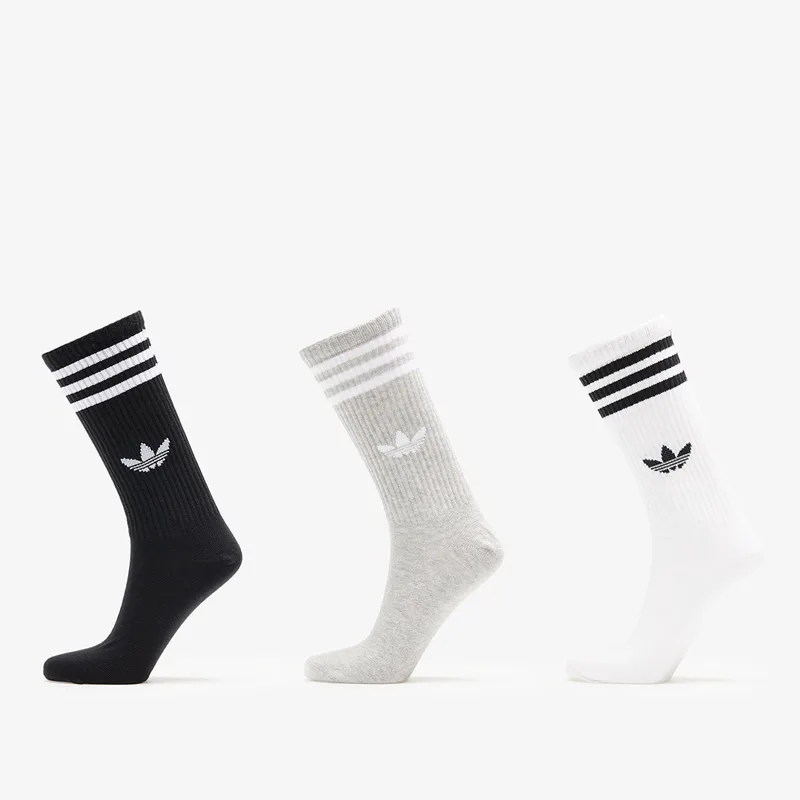 adidas 3S High Crew Socks 3-Pack White/ Medium Grey Heather/ Black XL