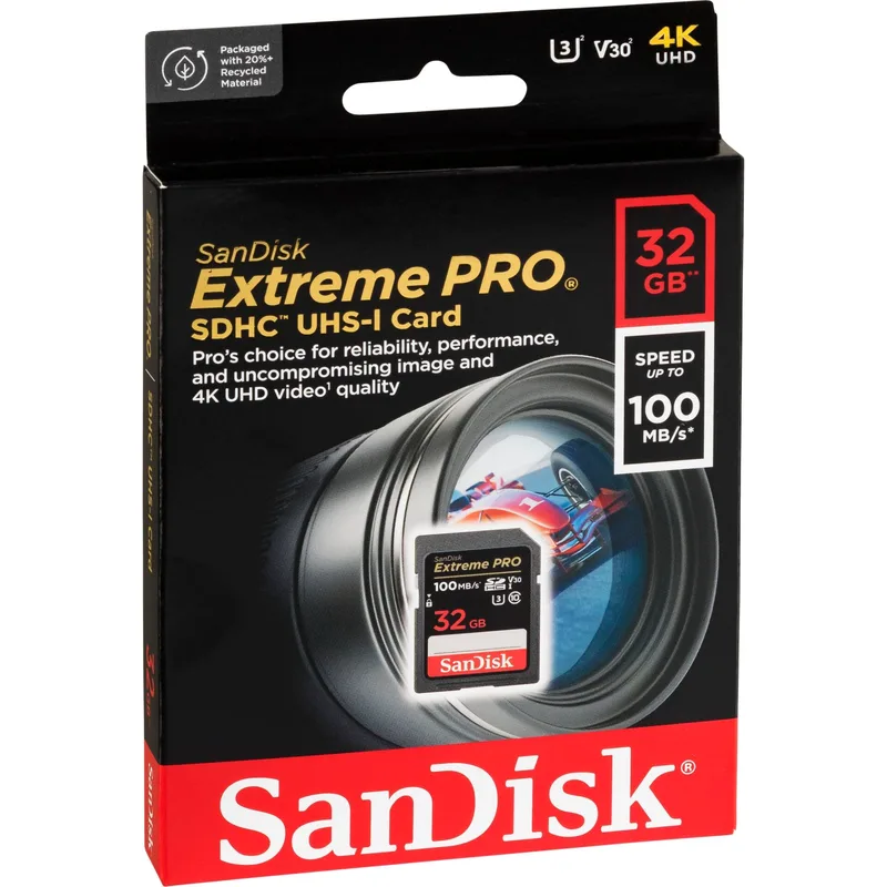 SanDisk Extreme Pro SDHC 32GB UHS-I Class 10 U3 V30 Memory Card