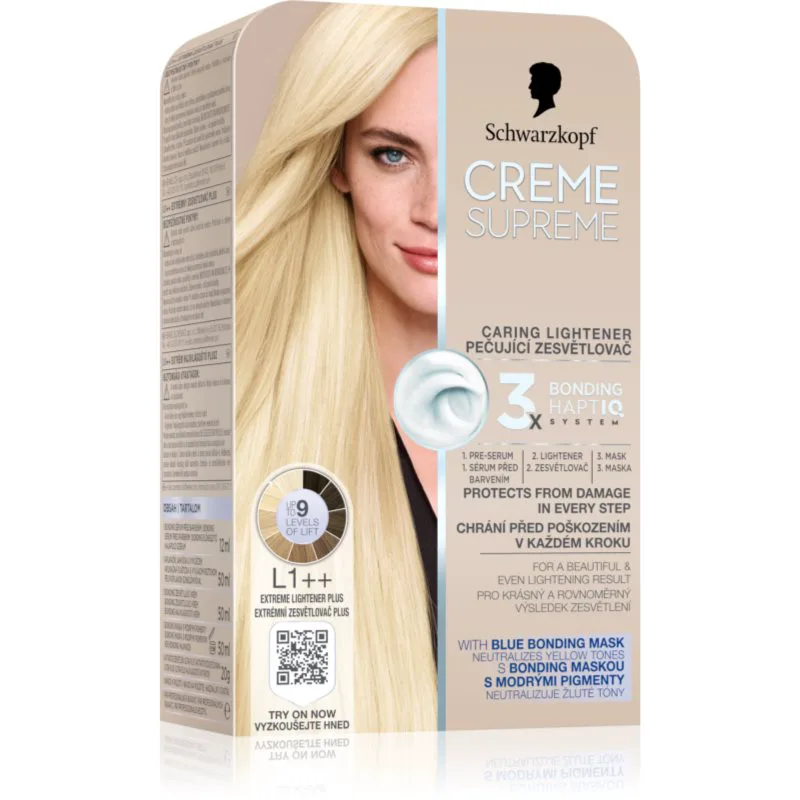 Schwarzkopf Creme Supreme μόνιμη βαφή μαλλιών για ξάνοιγμα των μαλλιών απόχρωση L1++ Extreme Lightener Plus 60 ml