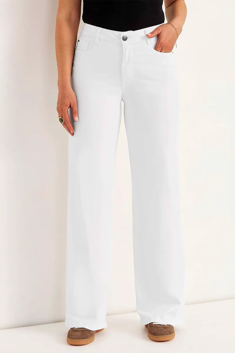 Ψηλόμεσο φαρδύ τζιν παντελόνι σε denim white χρώμα