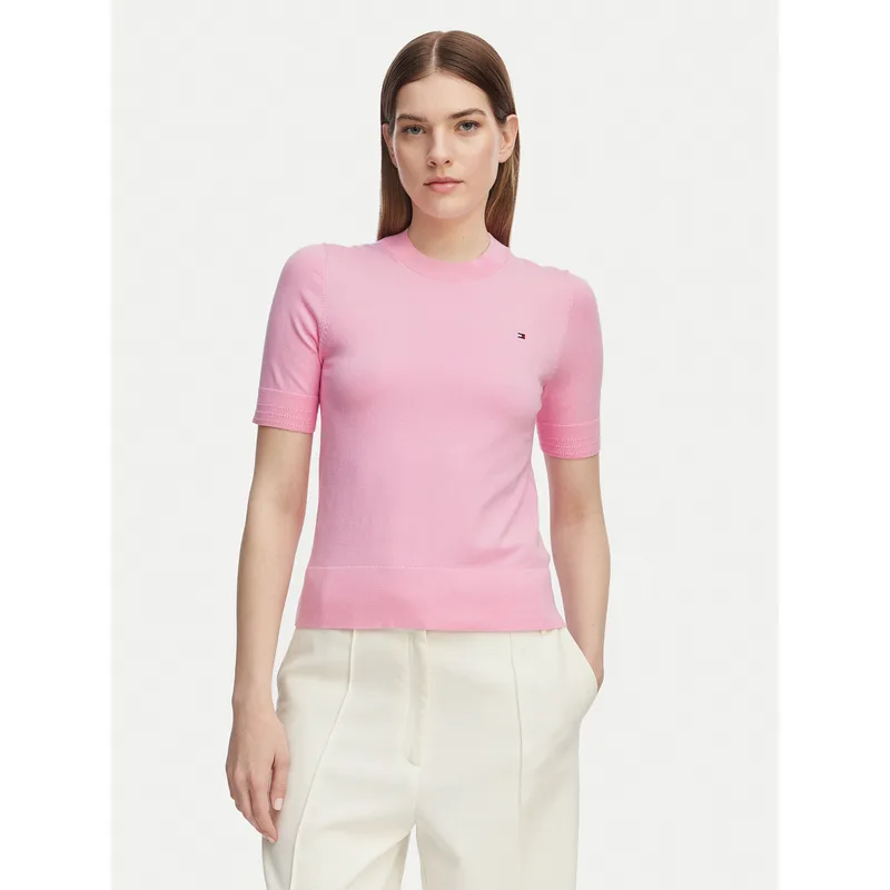 Tommy Hilfiger T-Shirt WW0WW49705 Ανοιχτό ροζ Slim Fit