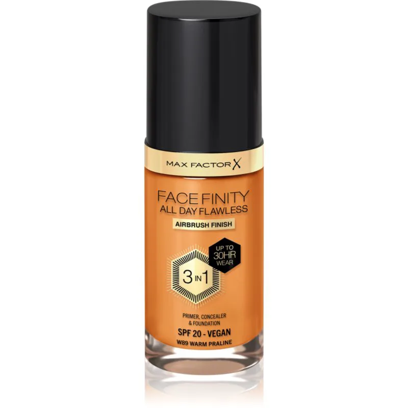 Max Factor Facefinity All Day Flawless μακράς διαρκείας μεικ απ SPF 20 απόχρωση 89 Warm Praline 30 ml