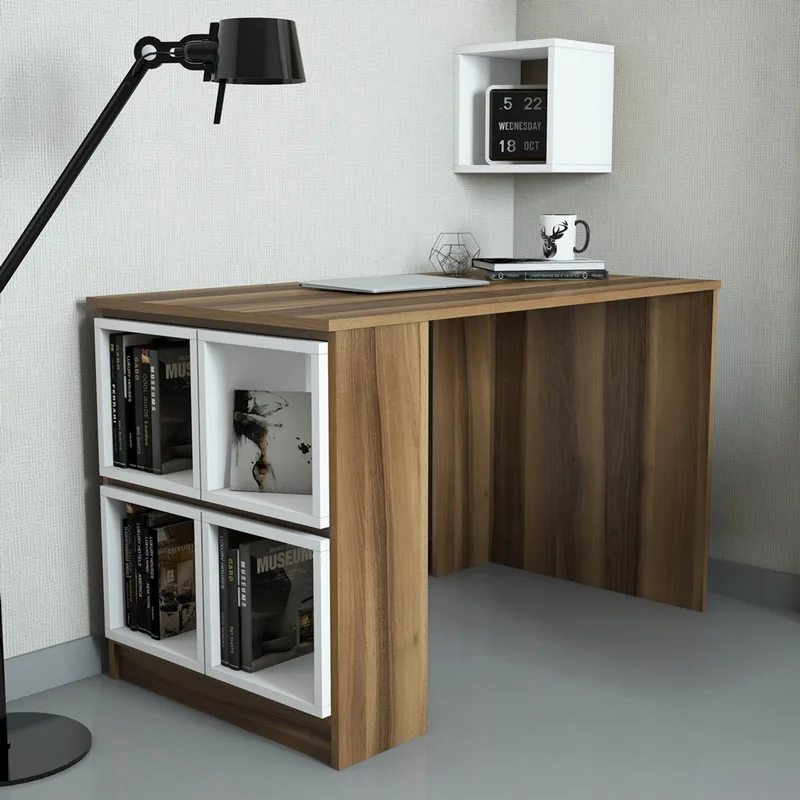 Γραφείο Box - Walnut, White 845Hct3804 120x75x65 cm