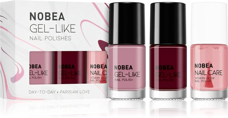 NOBEA Day-to-Day Vienna Calmness Nail Polish Set 3x6 ml Bordeaux Pink