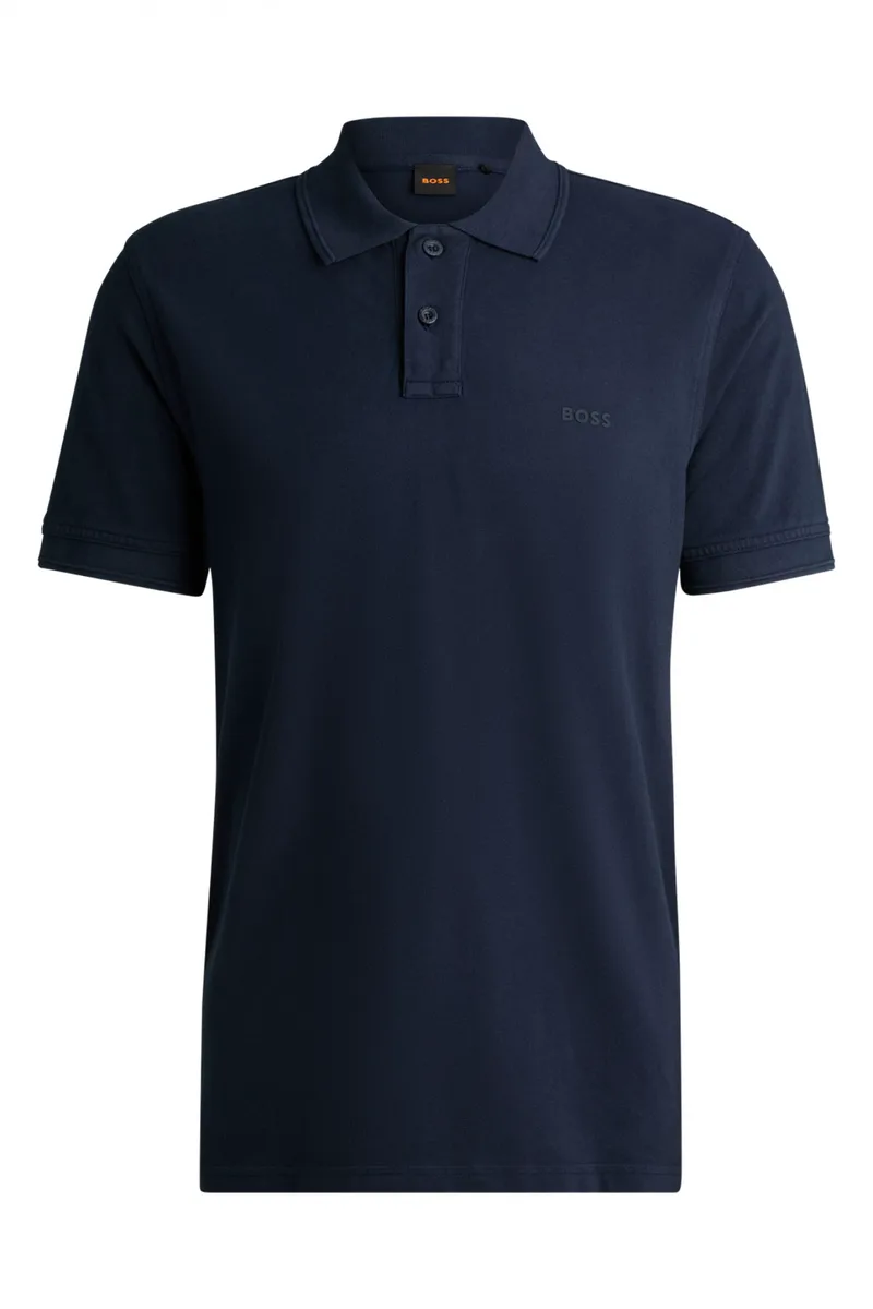 BOSS CASUAL POLO REGULAR FIT PRIME ΣΚΟΥΡΟ ΜΠΛΕ