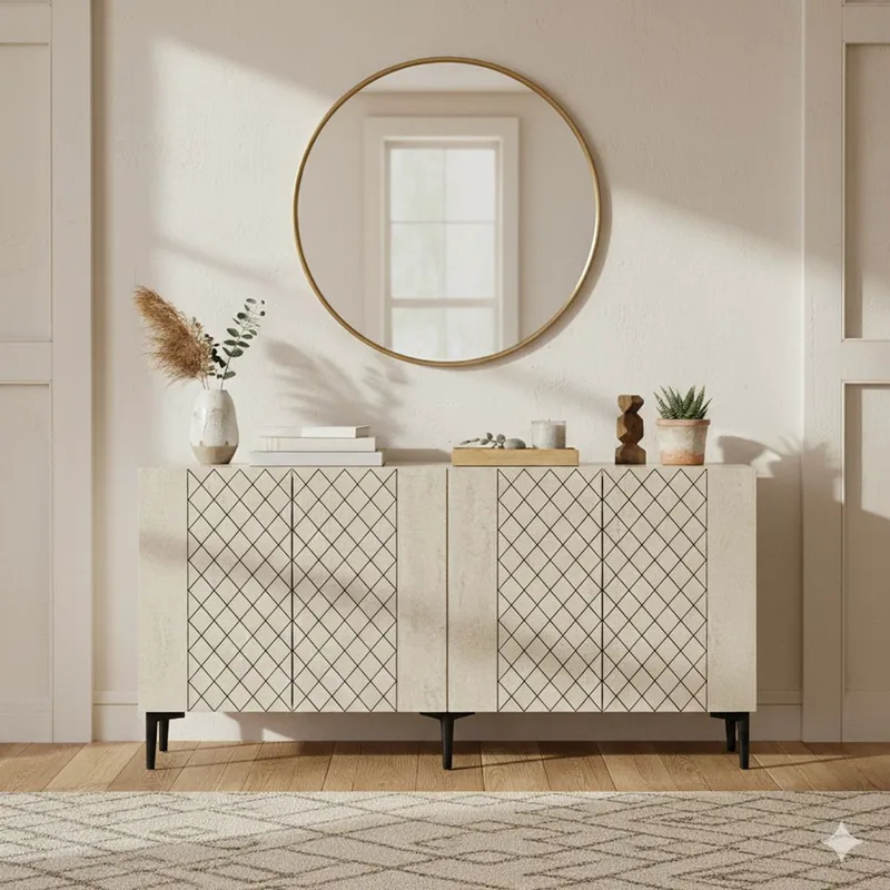 Κονσόλα Resso 150 - White, Travertine 555Chm1368 (150x75x32 cm)