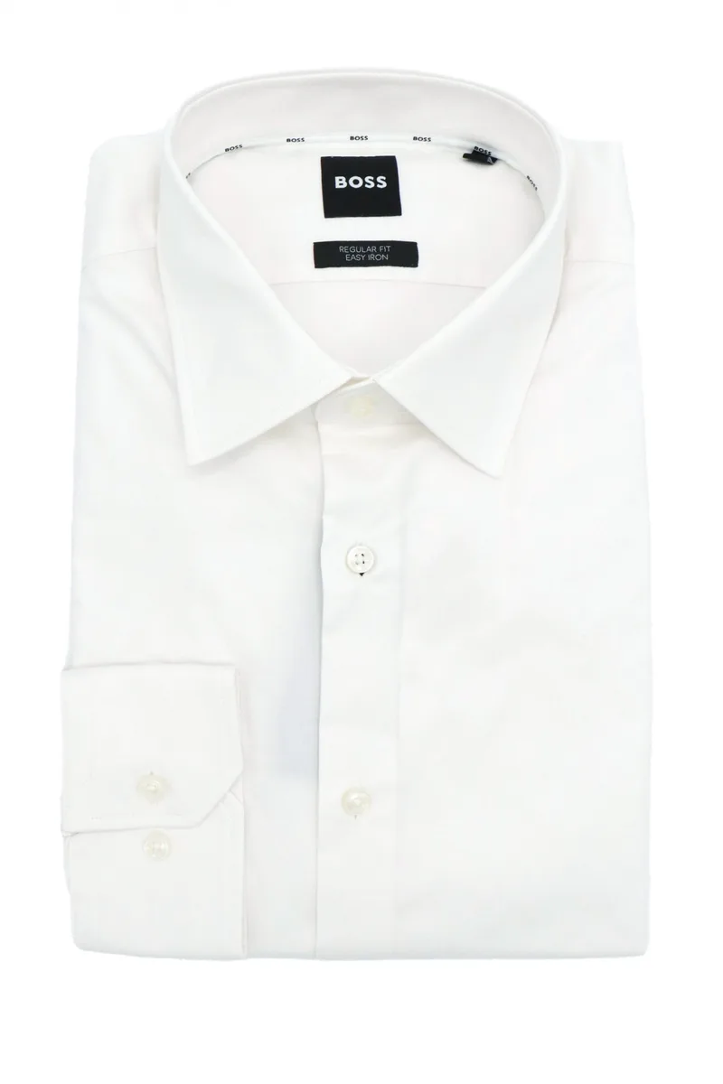 BOSS ΠΟΥΚΑΜΙΣΟ REGULAR FIT STRETCH H-JOE-KENT-C1-214 ΛΕΥΚΟ