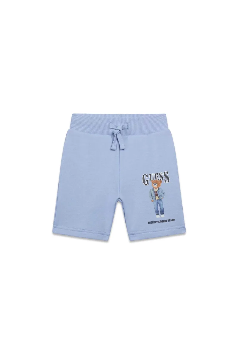 Guess παιδικό σορτς με logo print - N6RD02KAD74 Γαλάζιο