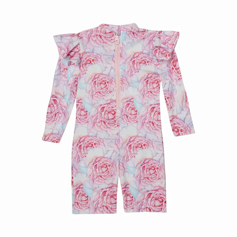 GIRL'S ONE PIECE BODYSUIT LONG SLEEVE ROSE